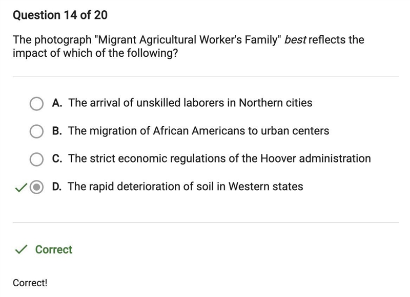 ASAP NEED HELP NOW MUST BE 100% CORRECT!! The photograph "Migrant Agricultural-example-1