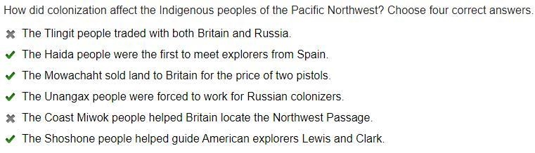 How did colonization affect the Indigenous peoples of the Pacific Northwest? Choose-example-1