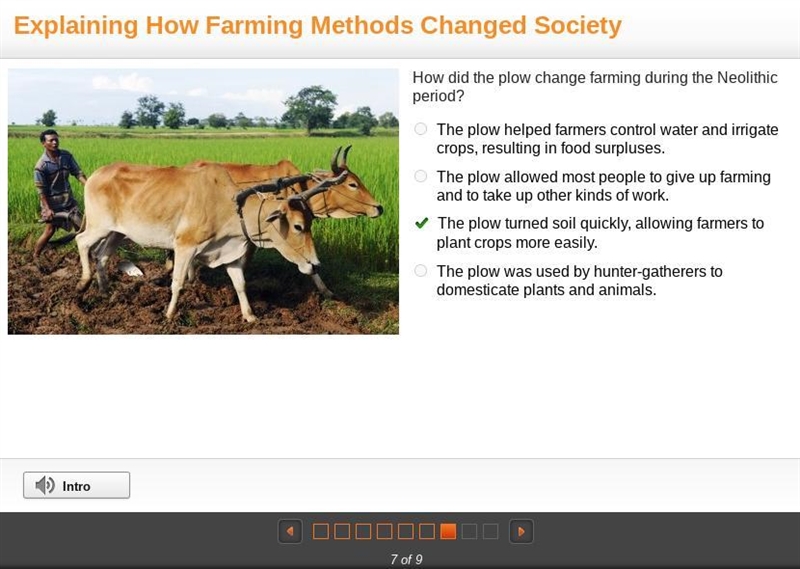 How did the plow change farming during the Neolithic period? The plow helped farmers-example-1