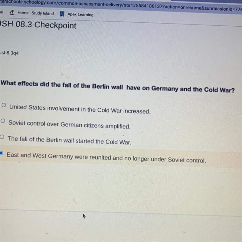 What effects did the fall of the Berlin wall have on Germany and the Cold War? O United-example-1