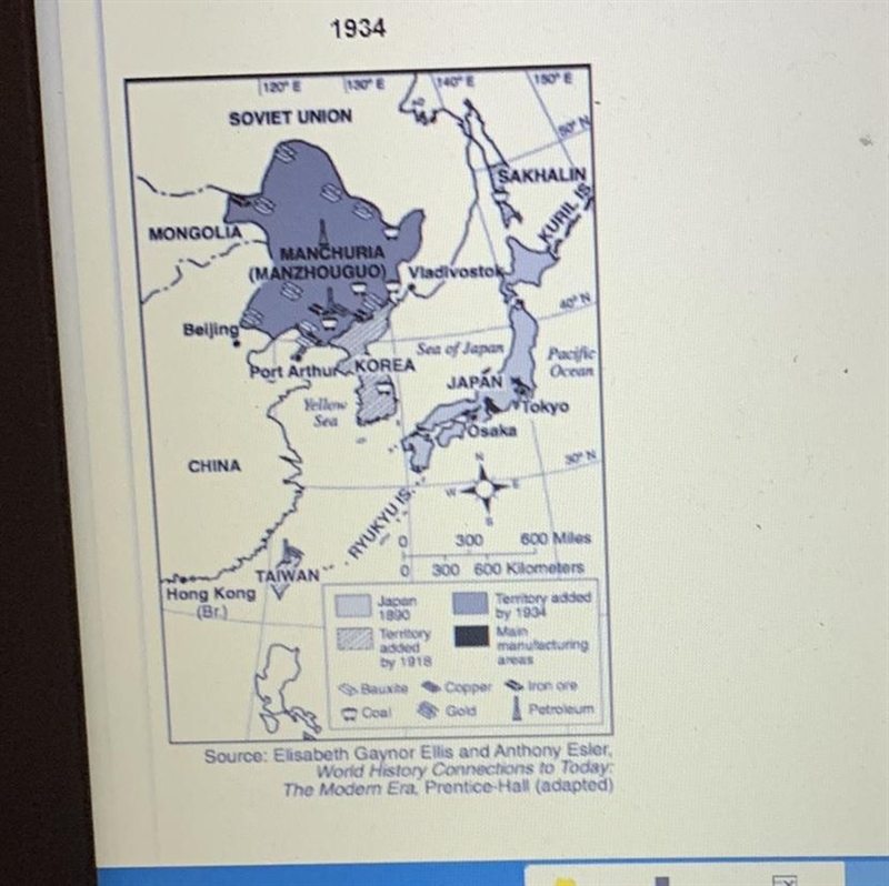 Which claim is supported by the information supplied by the map? A Japan pursued territories-example-1