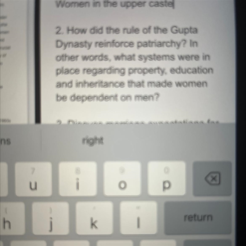 2. How did the rule of the Gupta Dynasty reinforce patriarchy? In other words, what-example-1