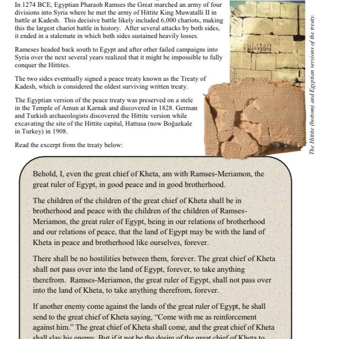 Treaty of Kadesh What do you feel is the most important aspect of the Treaty? Why-example-1