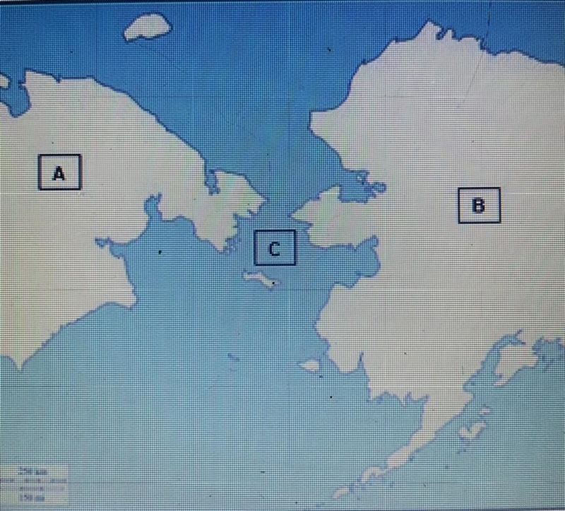 Use the map below and determine what area is being referenced for Letter A. Eurasia-example-1