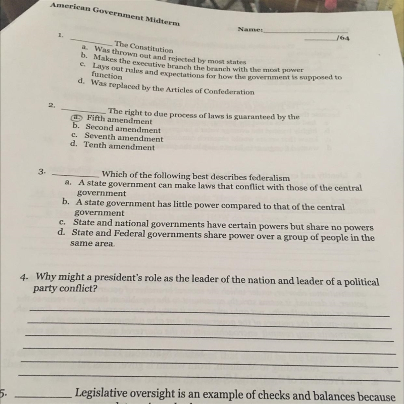 3. Which of the following best describes federalism a. A state government can make-example-1