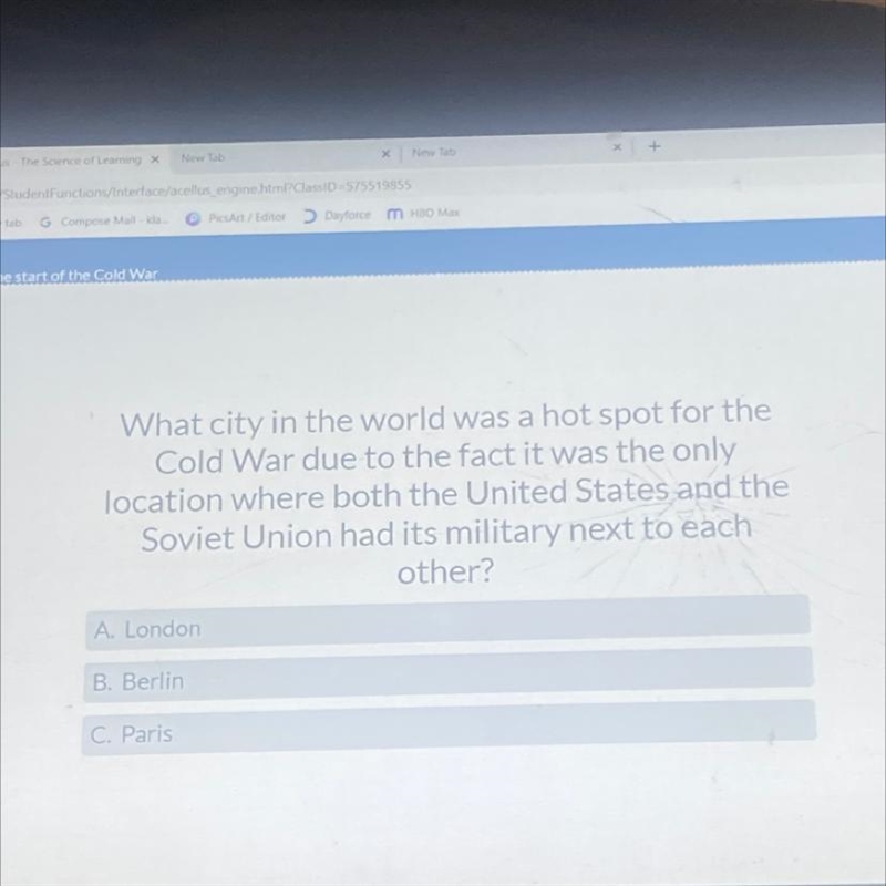 What city in the world was a hot spot for the Cold War due to the fact it was the-example-1