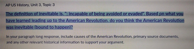 Based on what you have learned leading up to the American Revolution, do you think-example-1