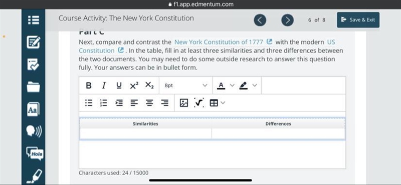 Next, compare and contrast the New York Constitution of 1777 with the modern US Constitution-example-1