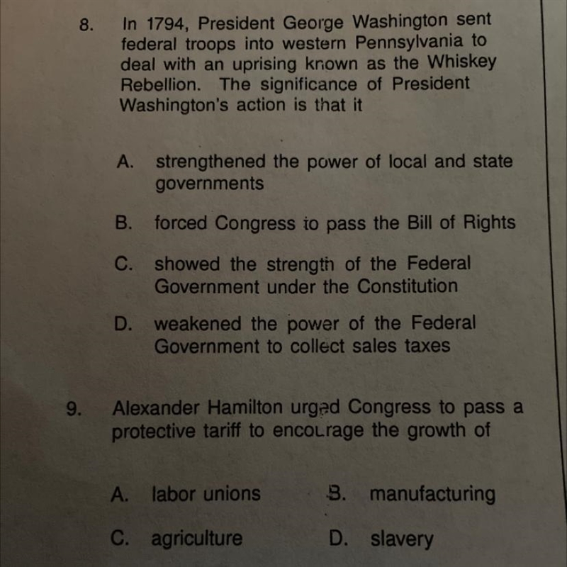 in 1794, President George Washington sent federal troops into western PA to deal with-example-1