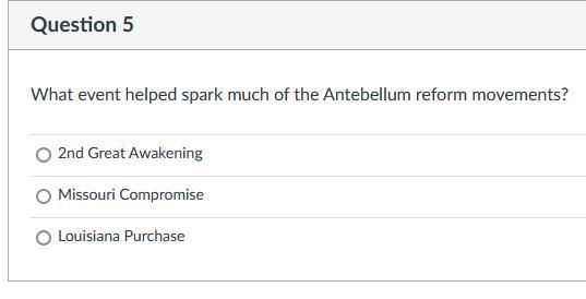 What event helped spark much of the Antebellum reform movements?-example-1