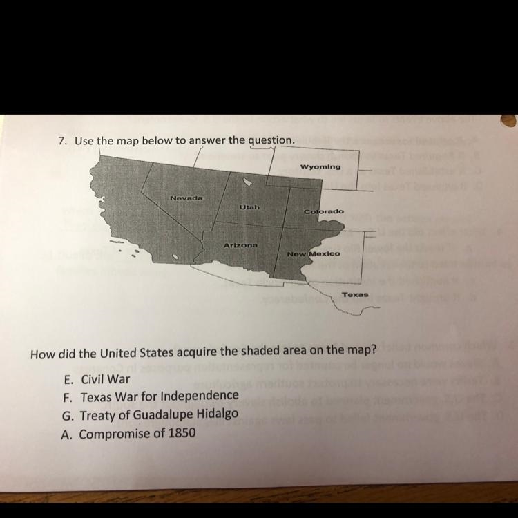 How did the United States acquire the shaded area on the map-example-1