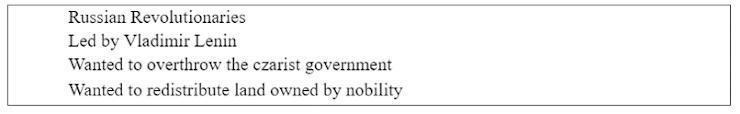 Which of the following groups are described above? A. Black Hand B. Duma C. Bolsheviks-example-1