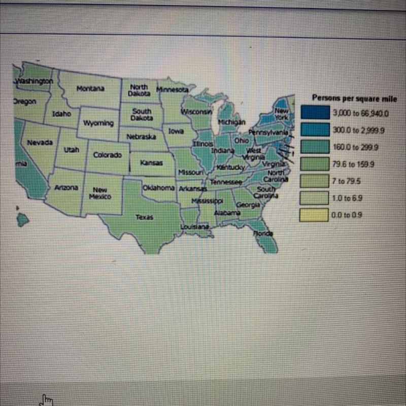 ) Which of these states has the lowest population density in the year 2000? A) California-example-1