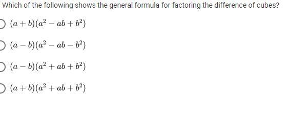 Which of the following shows the general formula for factoring the difference of cubes-example-1