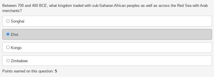 Between 700 and 400 BCE, what kingdom traded with sub-Saharan African peoples as well-example-1