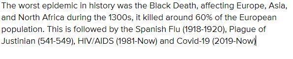 In the history of the earth, what have been the worst epidemics?.-example-1