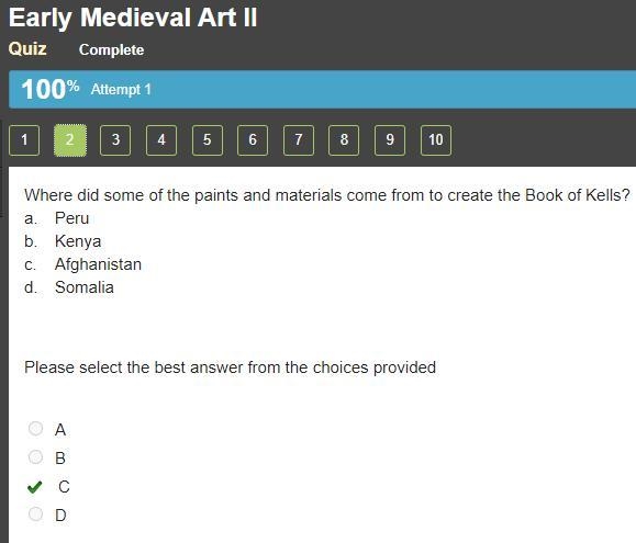 Where did some of the paints and materials come from to create the Book of Kells? a-example-1