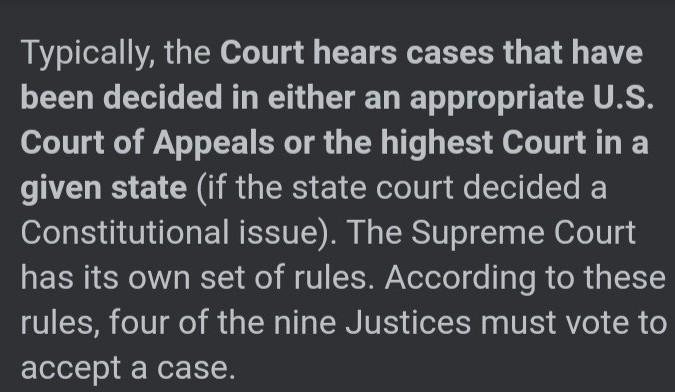 Describe how case makes it to the Supreme Court.​-example-1