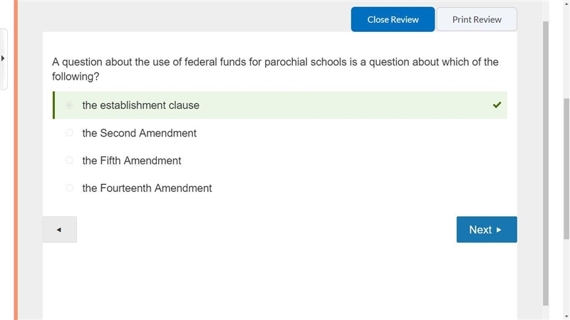 A question about the use of federal funds for parochial schools is a question about-example-1