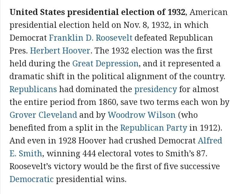 What does this election map show about the impact of the Great Depression on the election-example-1