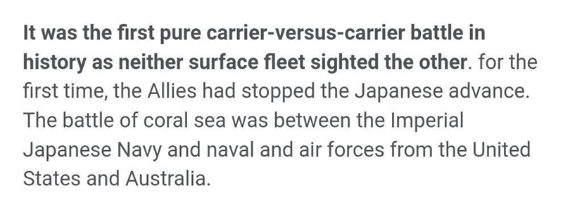 What was unique about the battle of Coral Sea?-example-1