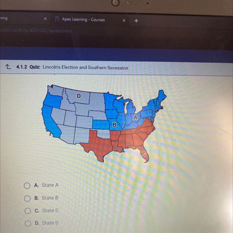 Which state was part of the Union at the start of the Civil War?-example-1