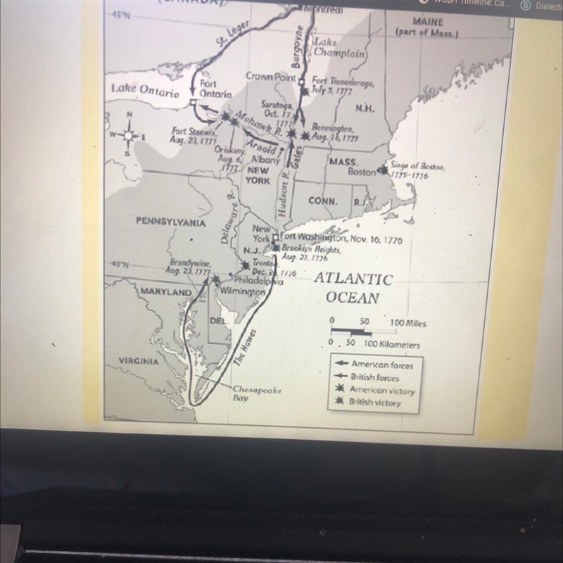 In which directions did British forces under The Howes move?-example-1