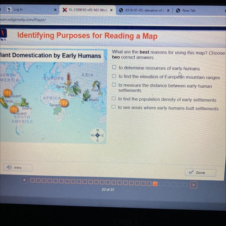 Plant domestication by early humans What are the best reasons for using this map? Choose-example-1