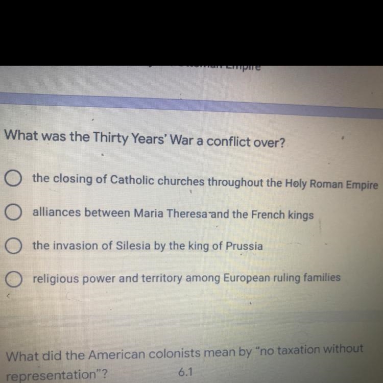 What was the thirty years war conflict over ?-example-1