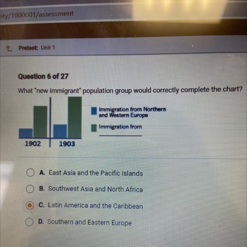 What "new immigrant" population group would correctly complete the chart-example-1