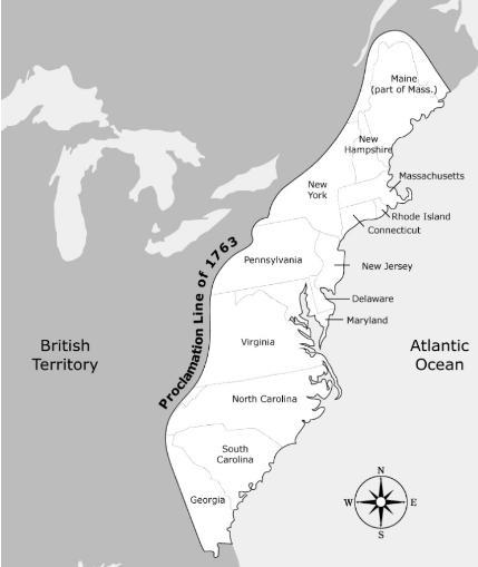 Using the map, explain why the Proclamation Line of 1763 angered some Georgians and-example-1