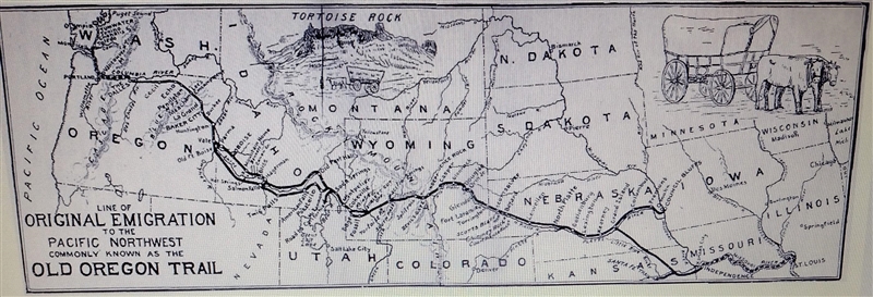 1. Which geographic features especially challenged settlers on the Oregon Trail? (1 point-example-1