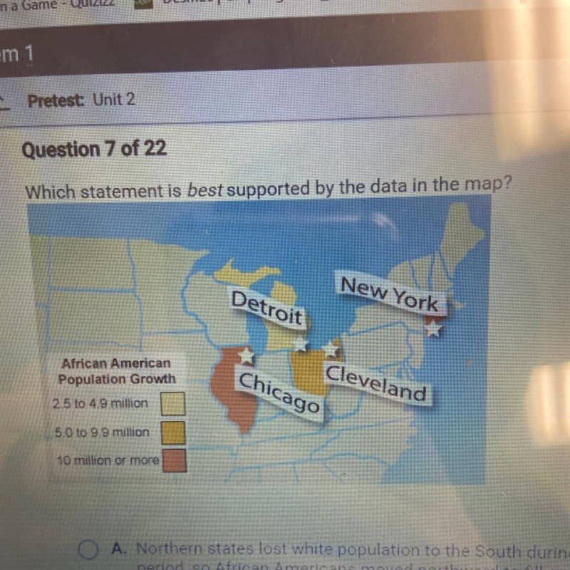 A. Northern states lost white population to the South during this period, so African-example-1