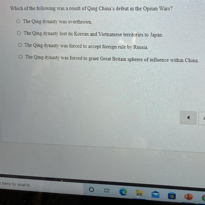 Which of the following was a result of Qing China's defeat in the Opium Wars?-example-1