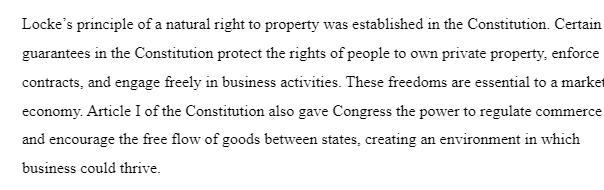 Based on the excerpt in this text, how was Locke's principal for the right to property-example-1