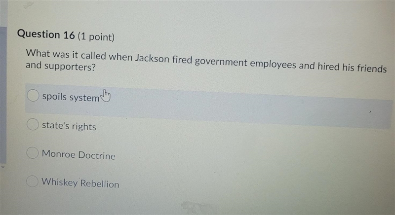 What was it called when Jackson fired government employees and hired his friends and-example-1