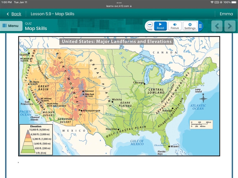 Hannah moved from Albuquerque, New Mexico to Miami, Florida. According to the map-example-3