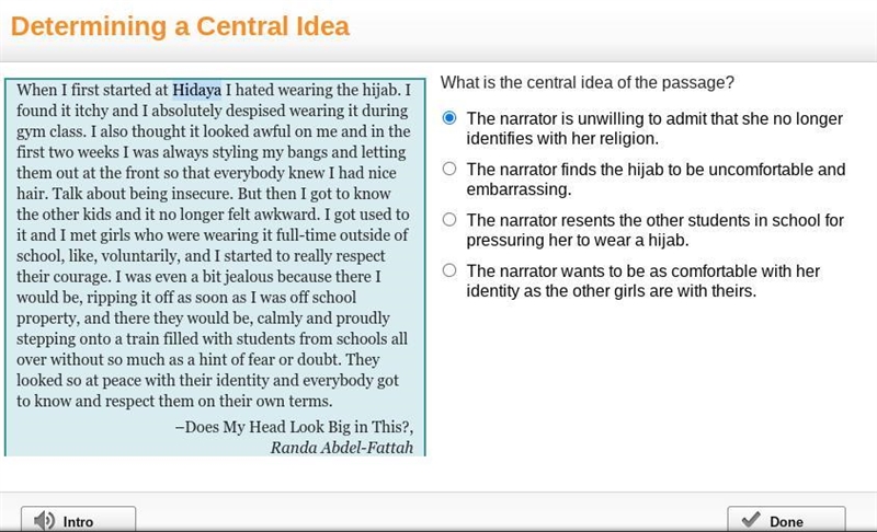 === QUESTION === What is the central idea of the passage? The narrator is unwilling-example-1