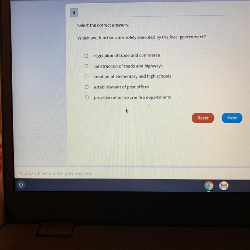 Select the correct answers. Which two functions are solely executed by the local government-example-1