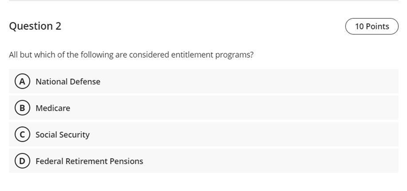 All but which of the following are considered entitlement programs?-example-1