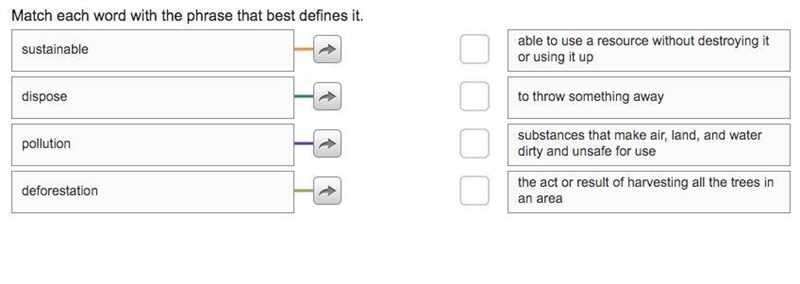 Match each word with the phrase that best defines it-example-1