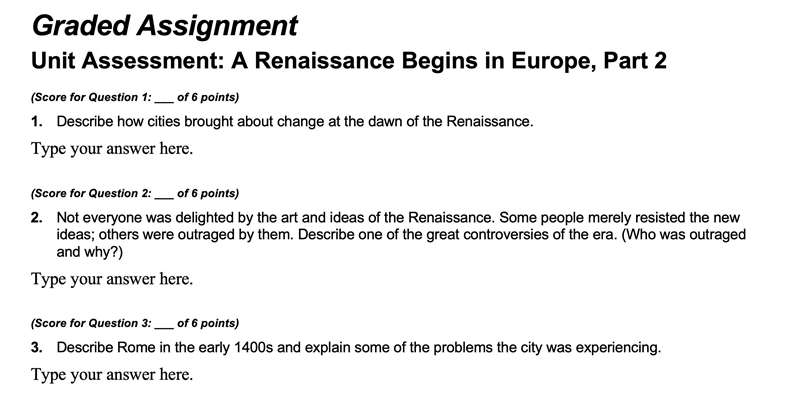 ASAP PLS HELP! Unit Assessment: A Renaissance Begins in Europe, Part 2-example-1