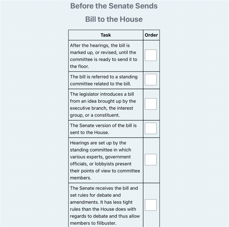 Arrange the following tasks in the order in which they correctly occur especially-example-1