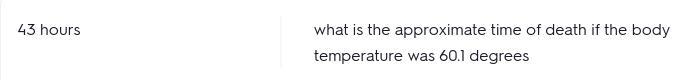 What is the approximate time of death if the body temperature was 60.1°F?-example-1