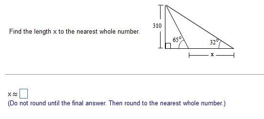 Find the length x to the nearest whole number-example-1