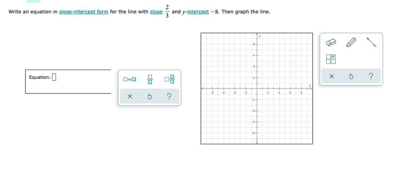 Writing an equation and graphing a line given its slope and y-intercept-example-1