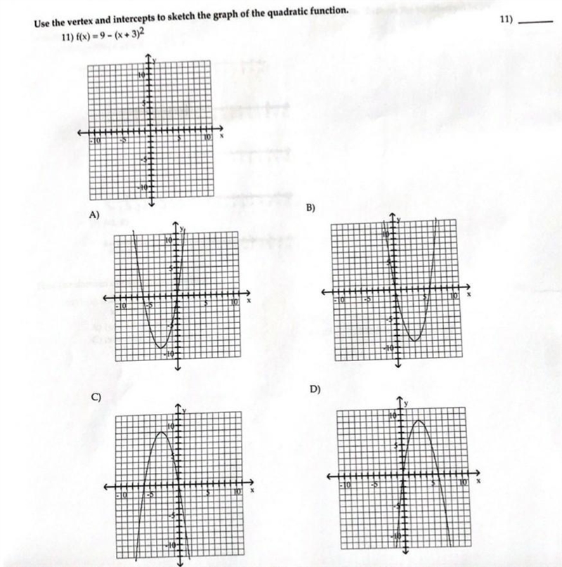 Use the vertex and intercept to sketch the graph of the quadratic function.-example-1