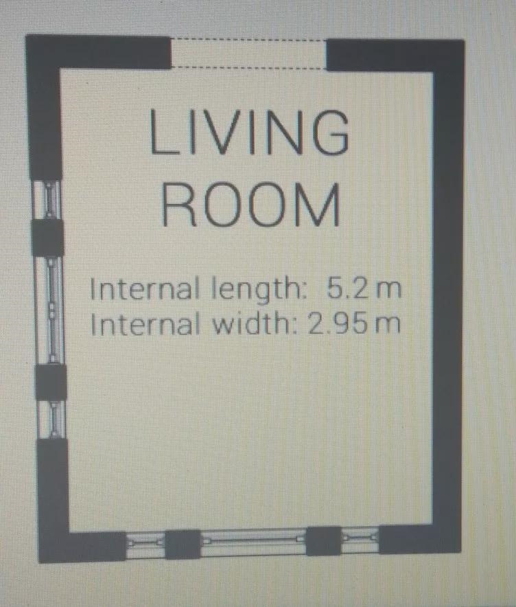 Hi, in need of a little assistance.Question: calculate the internal area of the living-example-1