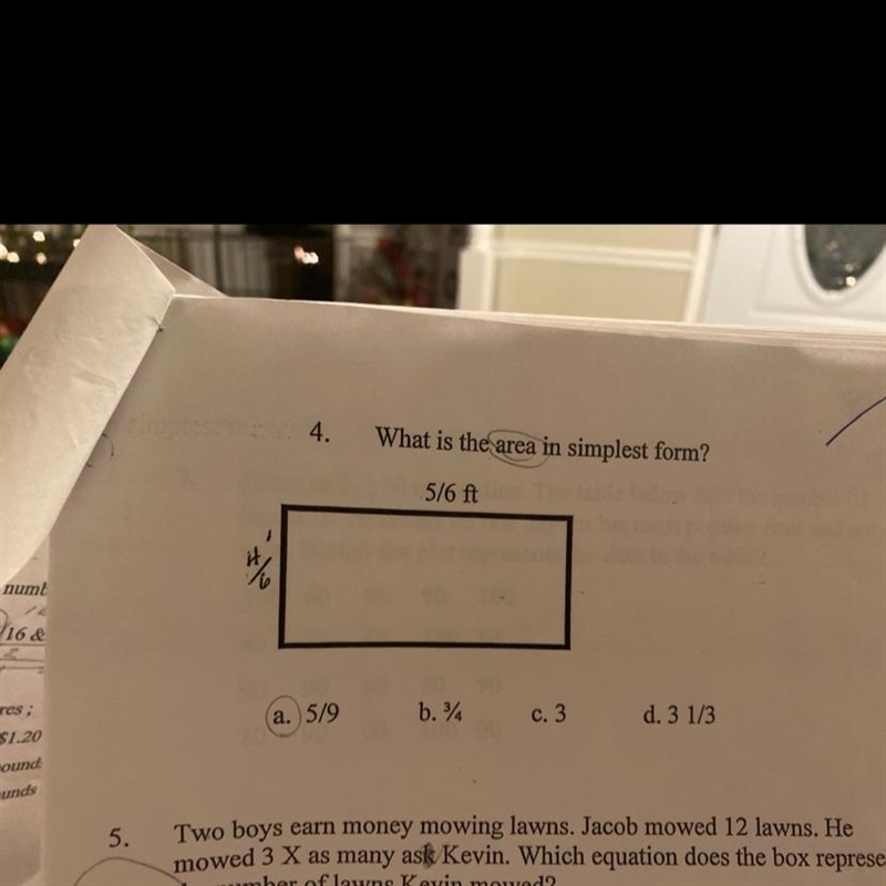 What is the area in simplest form? 5/6 ft 4/6 ft-example-1