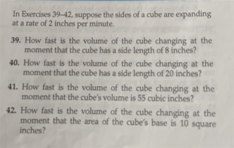 I know that I would use dv/dt but I’m confused on what to do #39 and 41-example-1